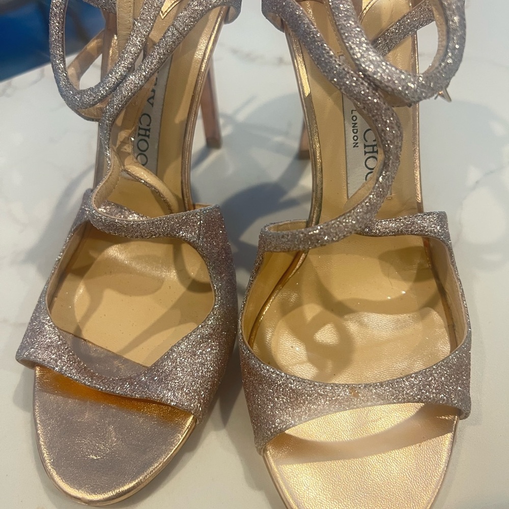 Jimmy Choo Women's Azia Strappy High Heel Sandals Rose Gold size 39.5 - Picture 9 of 9